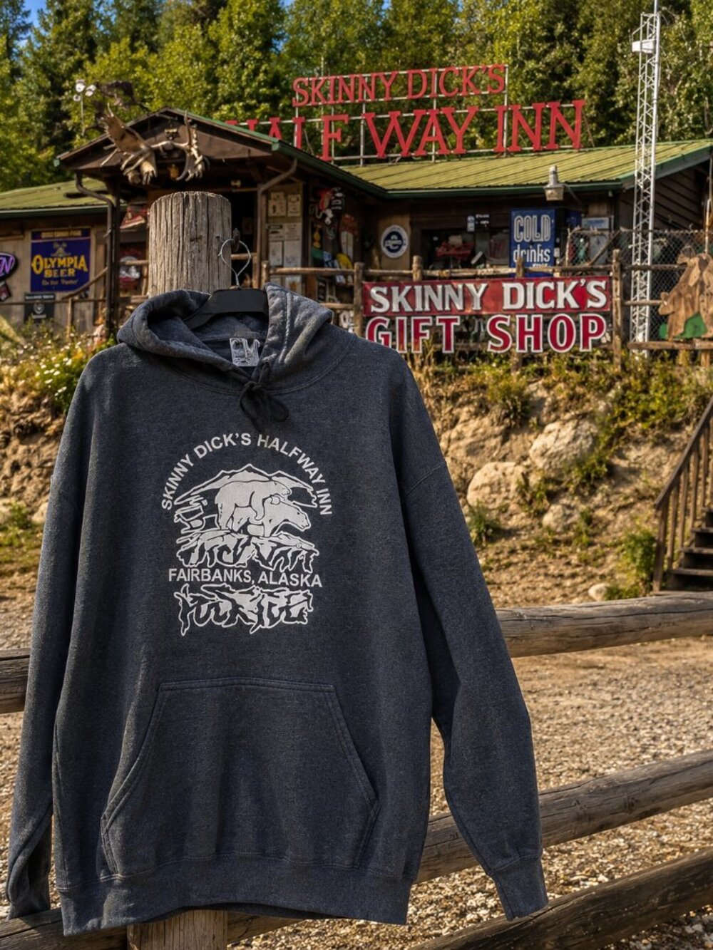 Skinny Dick's Halfway Inn Fairbanks Alaska Polar Bear Hoodie XL